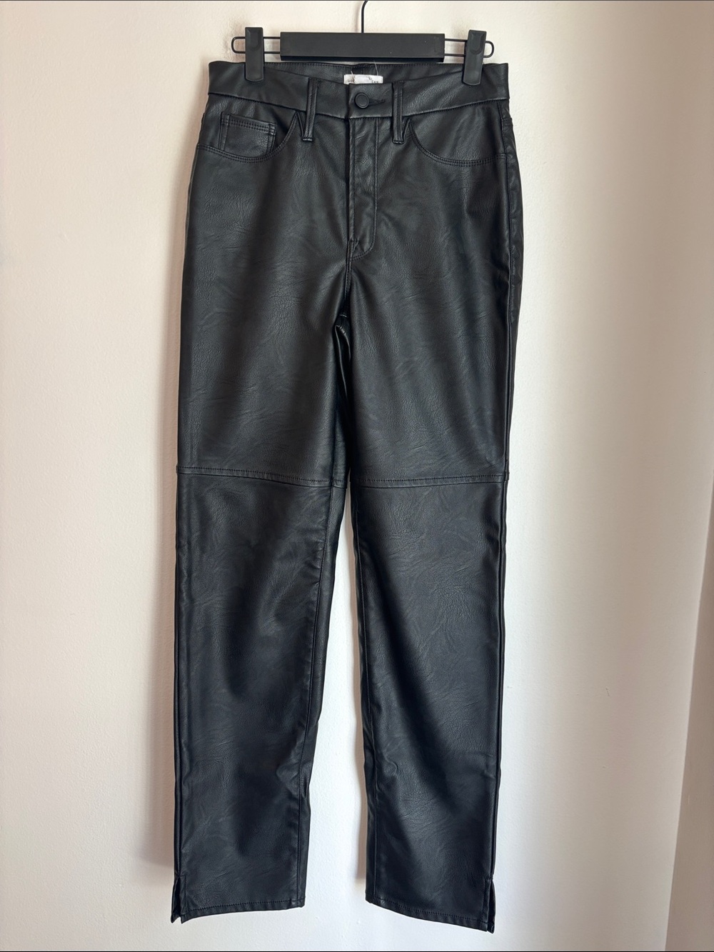 Good American better then leather pants Faux Leather black Straight Fit women 2